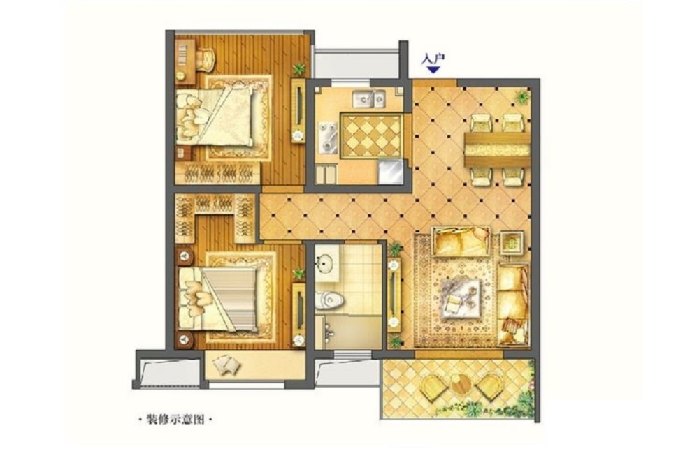 2室2厅1卫79平户型图
