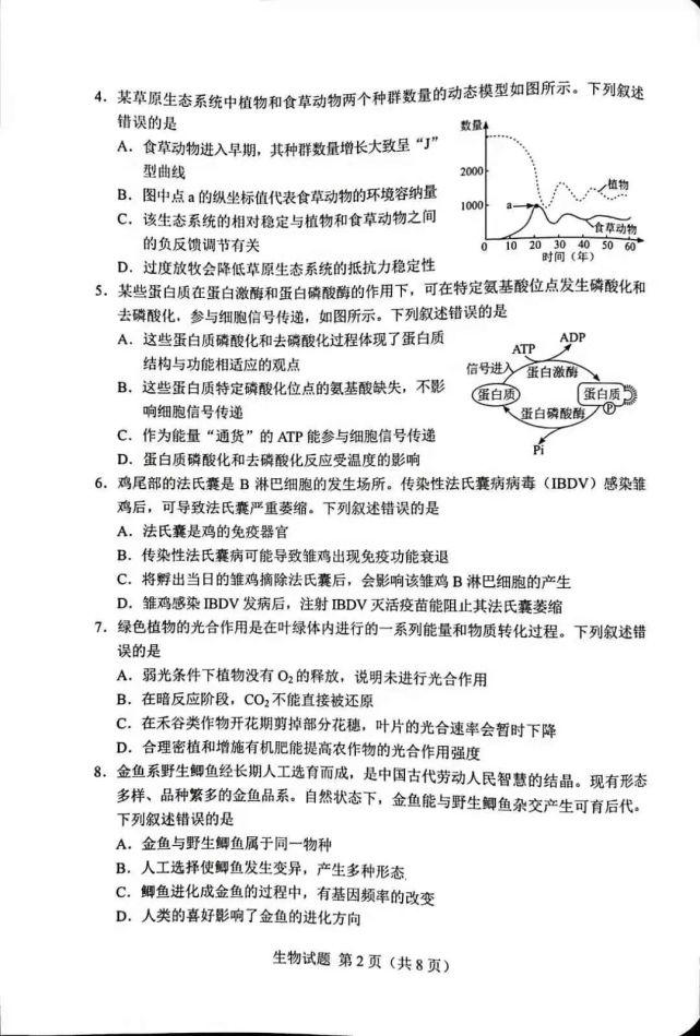 2021年湖南高考生物真题试卷及答案(全国一卷)