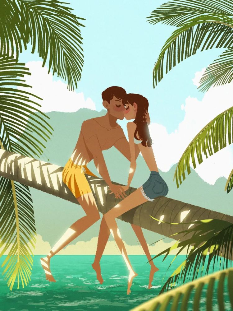 韩国插画师beomjinkim插画中的爱情故事