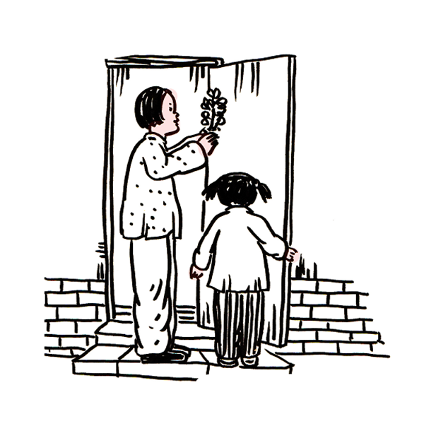 人们挂起艾草菖蒲,以驱病防蚊.