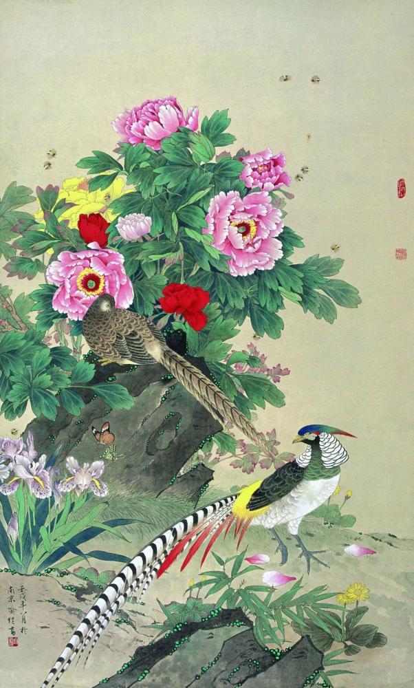 第七届扬子晚报艺术节工笔花鸟画大师喻继高画作高贵与平易