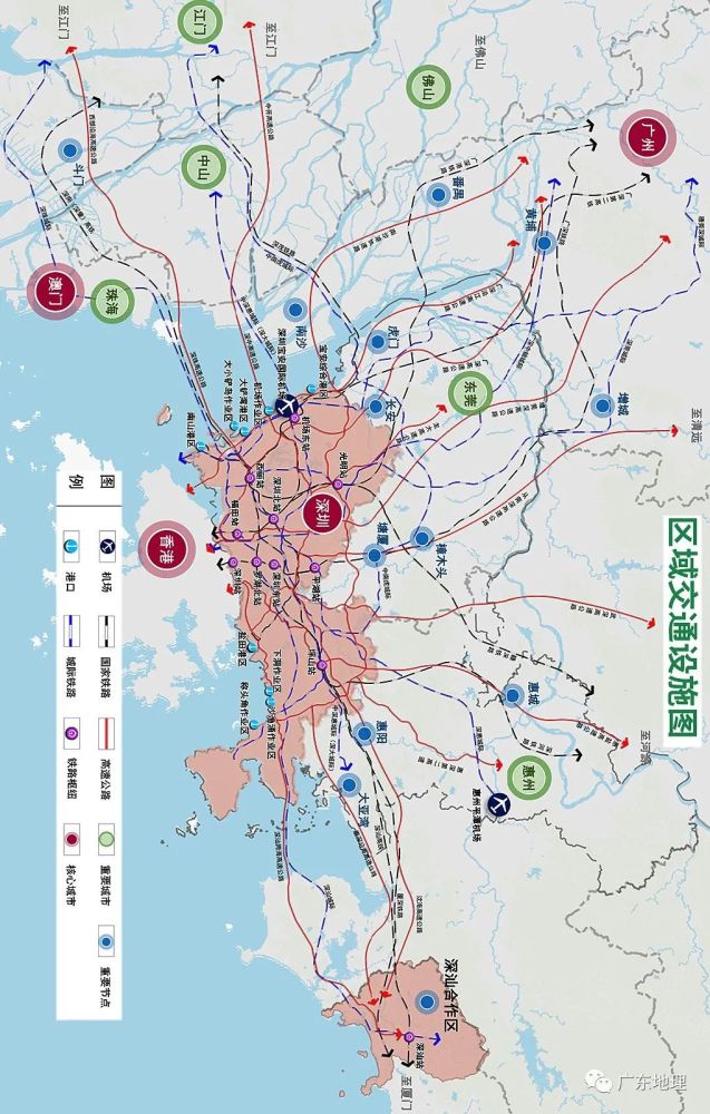 深圳南向通道:略深圳东向10大通道:深惠城际,深大城际,厦深铁路,深汕