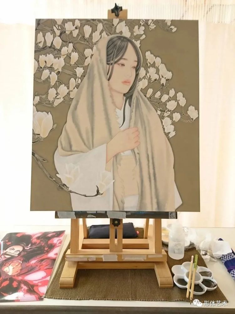 日本画家宮﨑優 画中女子 温文尔雅 好美 腾讯新闻