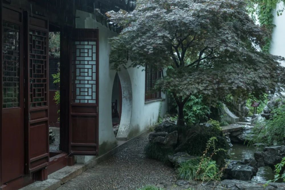 蘇州園林經過雨水的滋潤於是就有了靈秀江南庭園居陋巷藝圃美無瑕響月