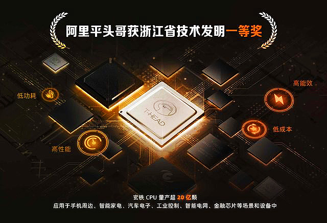 平头哥玄铁系列cpu获浙江省技术发明一等奖累计量产超20亿颗