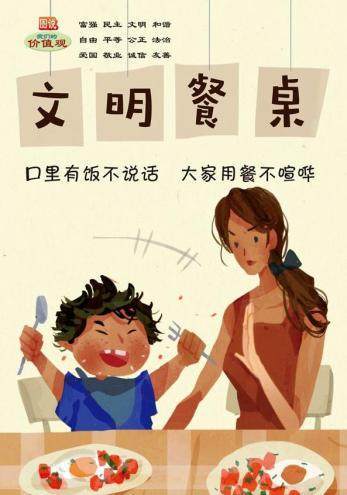 文明餐桌金昌人今天送你一组文明餐桌卡通画