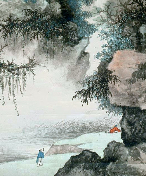 秀雅超逸,用色唯美,吴湖帆绘《邃谷寒潭》_腾讯新闻