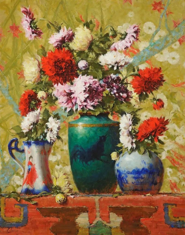 罗伯特约翰逊笔下精美的风景花卉油画