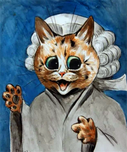 路易斯韦恩画了70年的猫被送精神病院后画风大变把猫画成人越看越诡异