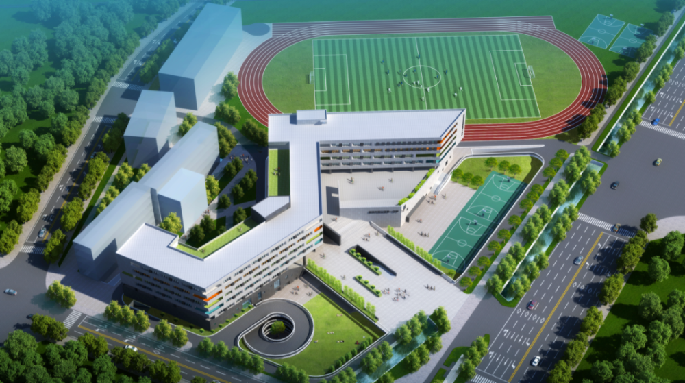 各种教学设施完整齐备,有标准400米跑道运动场,标准植草足球场,图书室