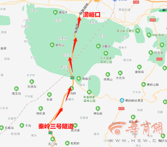 注意西汉高速西安方向秦岭三号隧道至涝峪口将进行交通管制