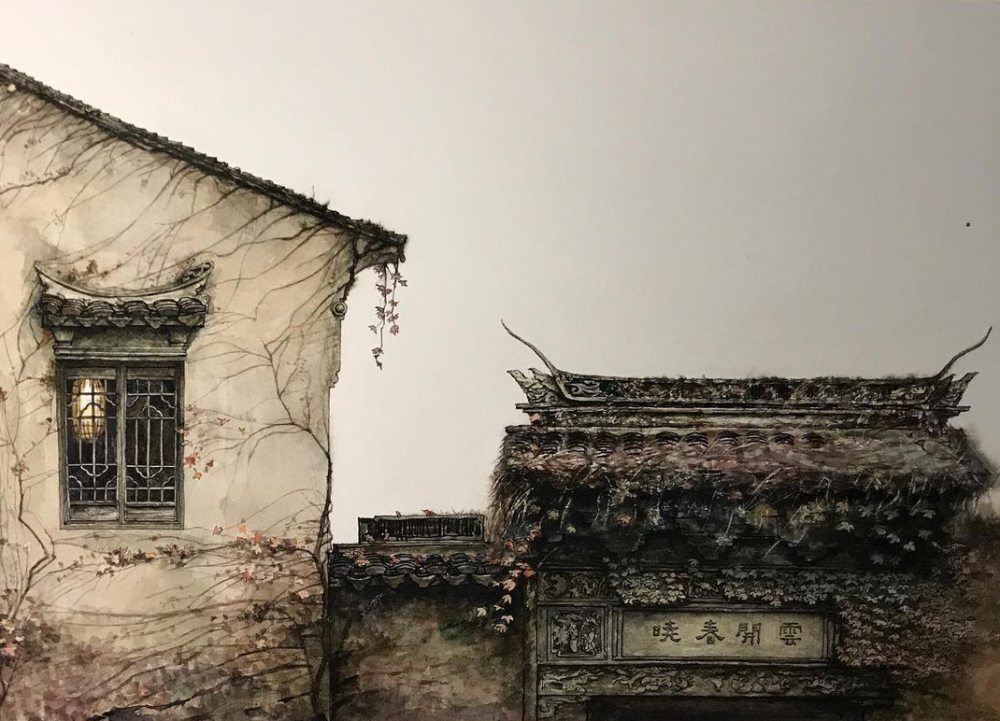 水彩画册|极致的古宅——马小伟