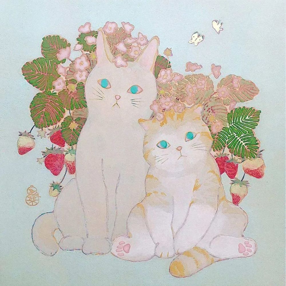 日本插画师矶崎菜那いそざきなな一组可爱的动物插画