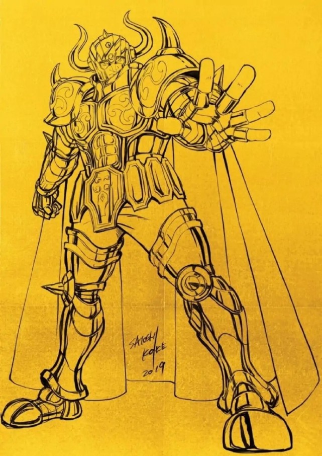 模玩控圣斗士星矢12黄金圣斗士线稿插画图