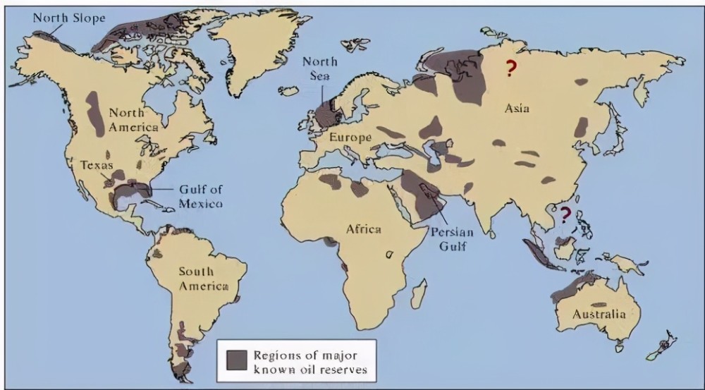 我们可以一眼看出,全球的石油资源分布主要集中在东北半球,以中东地区