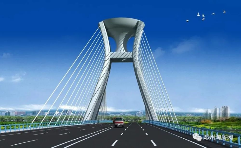 马上通车邓州穰城路跨湍河大桥开始铺沥青安栏杆啦