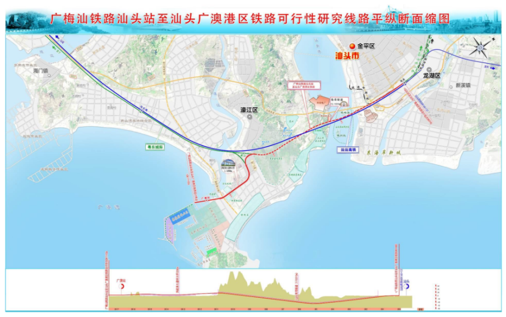 汕头疏港铁路示意图汕头疏港铁路规划线路拟自广梅汕铁路汕头站