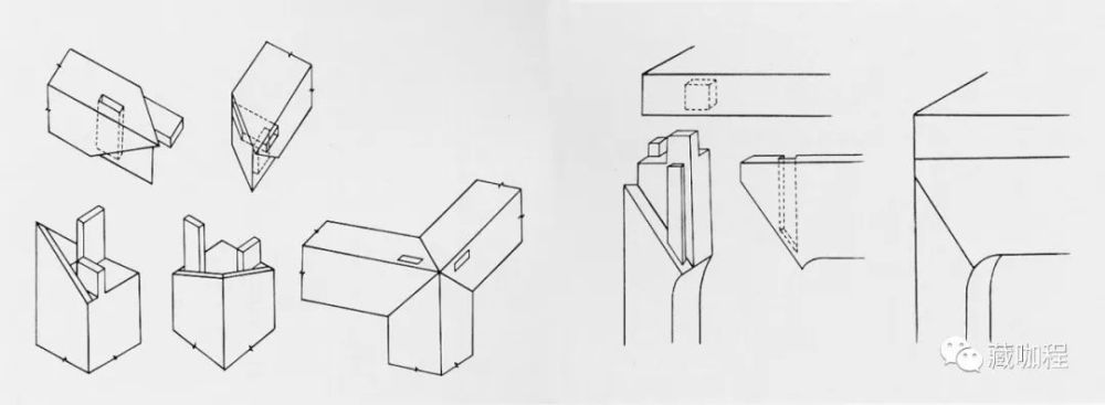 它们要么是采用粽角榫结构,要么是在足架上另装面板,即在腿子顶端格肩