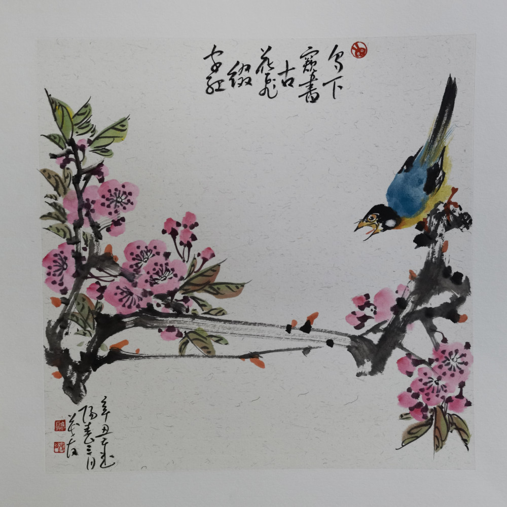 桃花流水鳜鱼肥——蔡茂友辛丑年水墨花鸟扇面作品欣赏