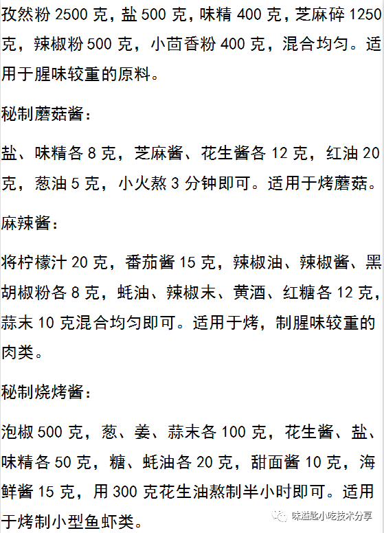 8种绝密烧烤粉,烧烤酱,高档烧烤店好吃的秘诀就在这些配方里