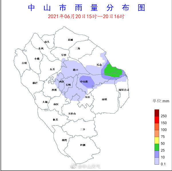 中山天气雨量实况
