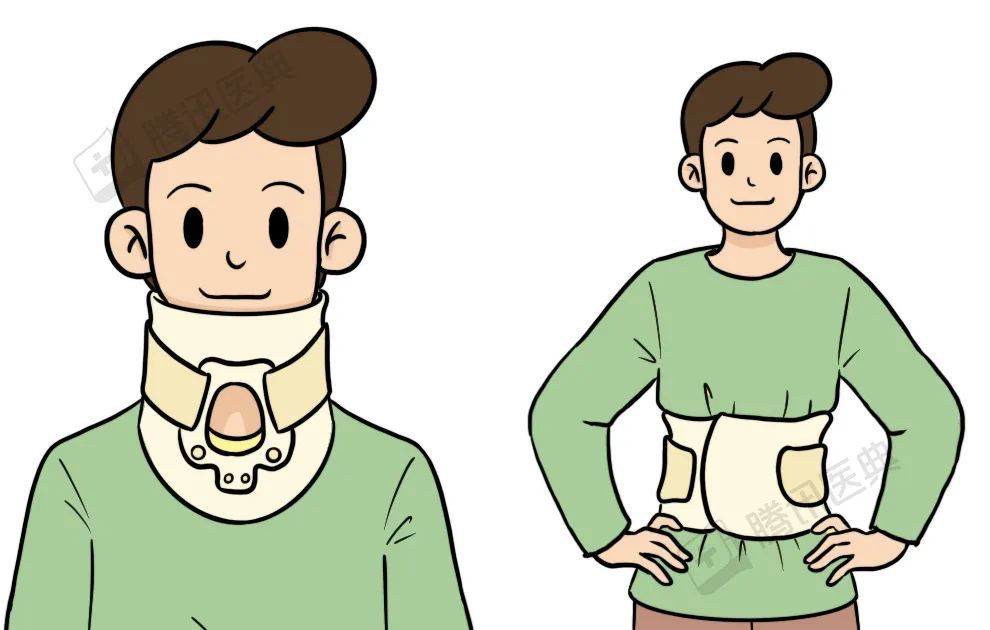 医生会先采用保守治疗,比如戴颈托或腰围,来限制颈椎或腰椎的活动.