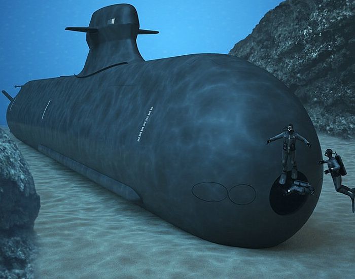 造隐身潜艇顶着科幻蘑菇头雷达声呐都隐身带特战队秘密潜入
