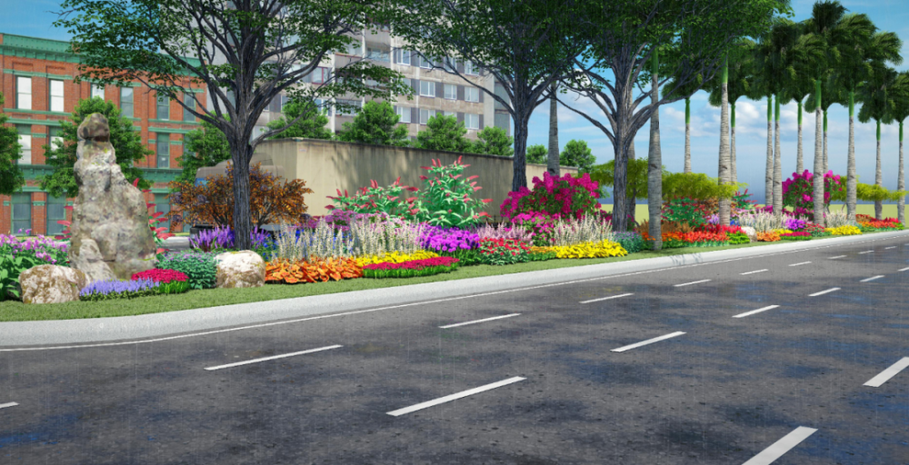 道路花境设计效果图广州南站核心区周边路段花境设计效果图广州汽车城