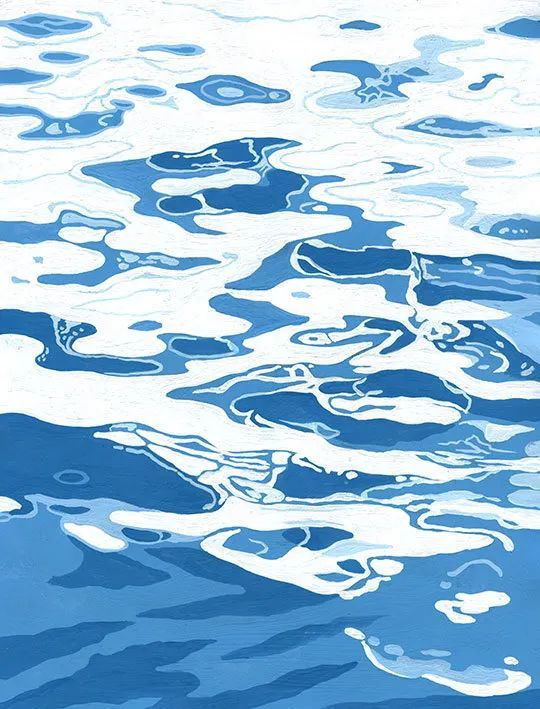 水彩素材|水波绘,蓝色波浪