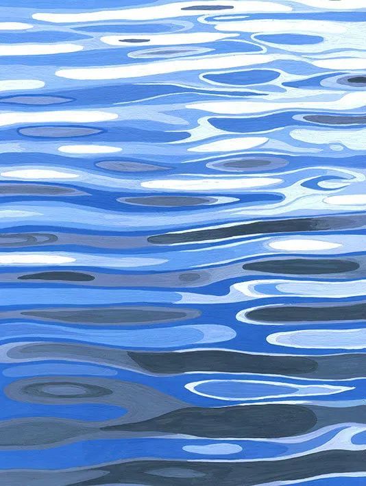水彩素材 | 水波绘,蓝色波浪