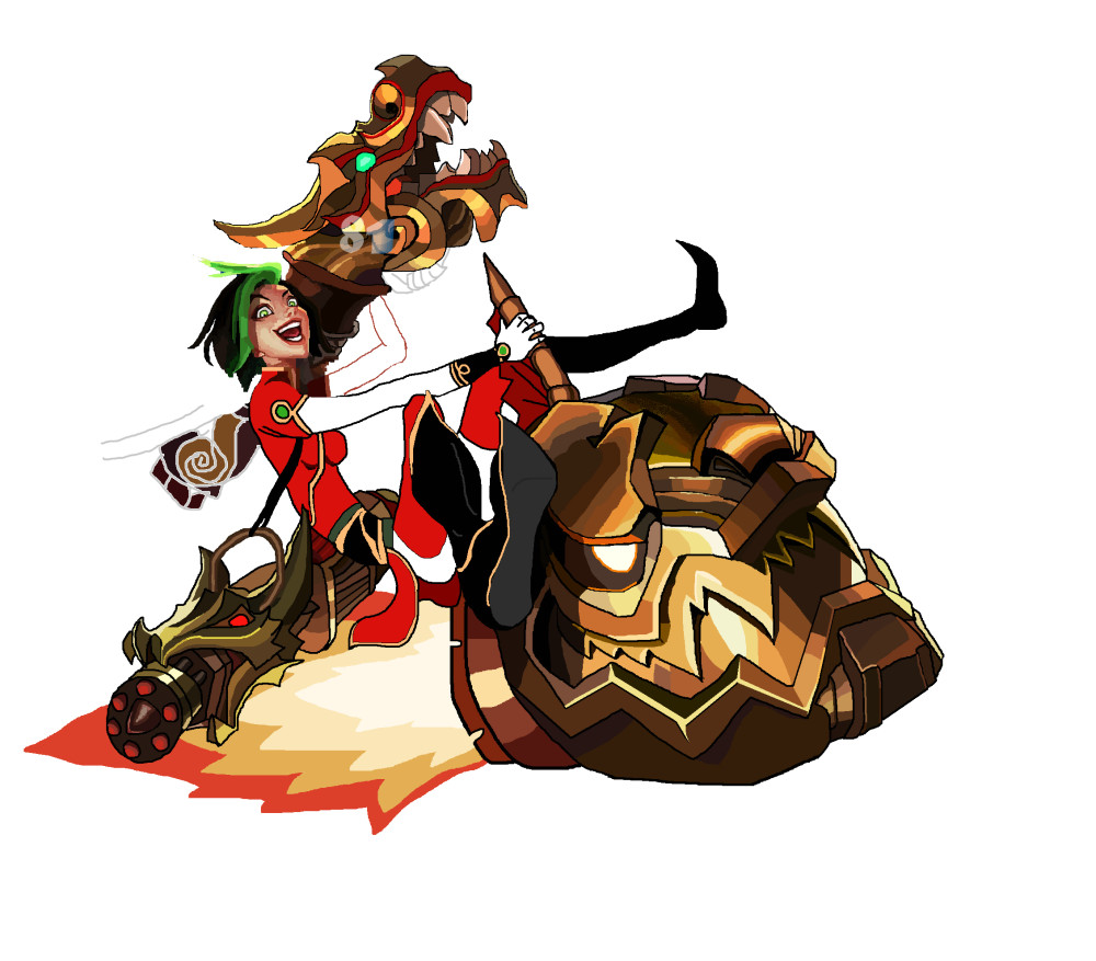 英雄联盟原画临摹神龙烈焰金克丝