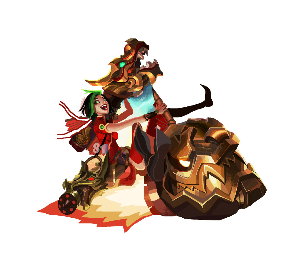 英雄联盟原画临摹神龙烈焰金克丝