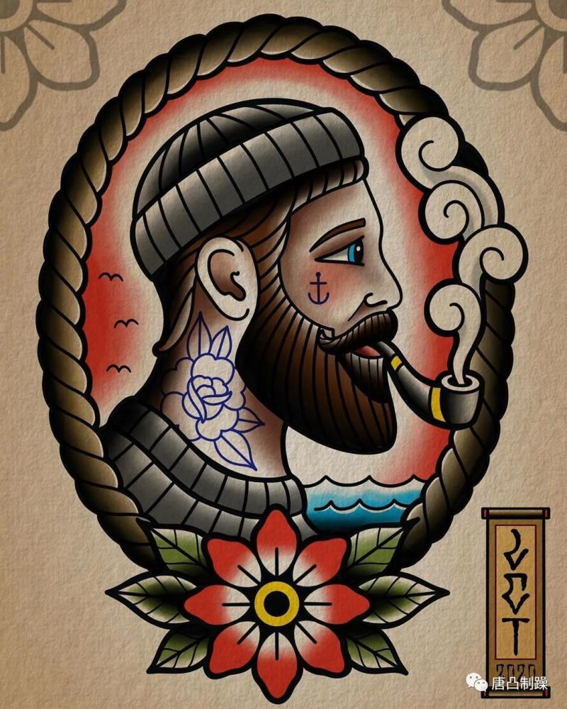 脱颖而出的oldschool纹身的经典素材航海文化是比较有代表性的在欧美