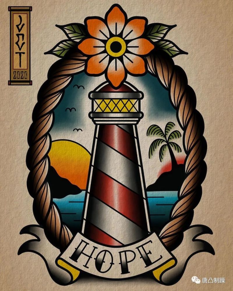 脱颖而出的oldschool纹身的经典素材航海文化是比较有代表性的在欧美