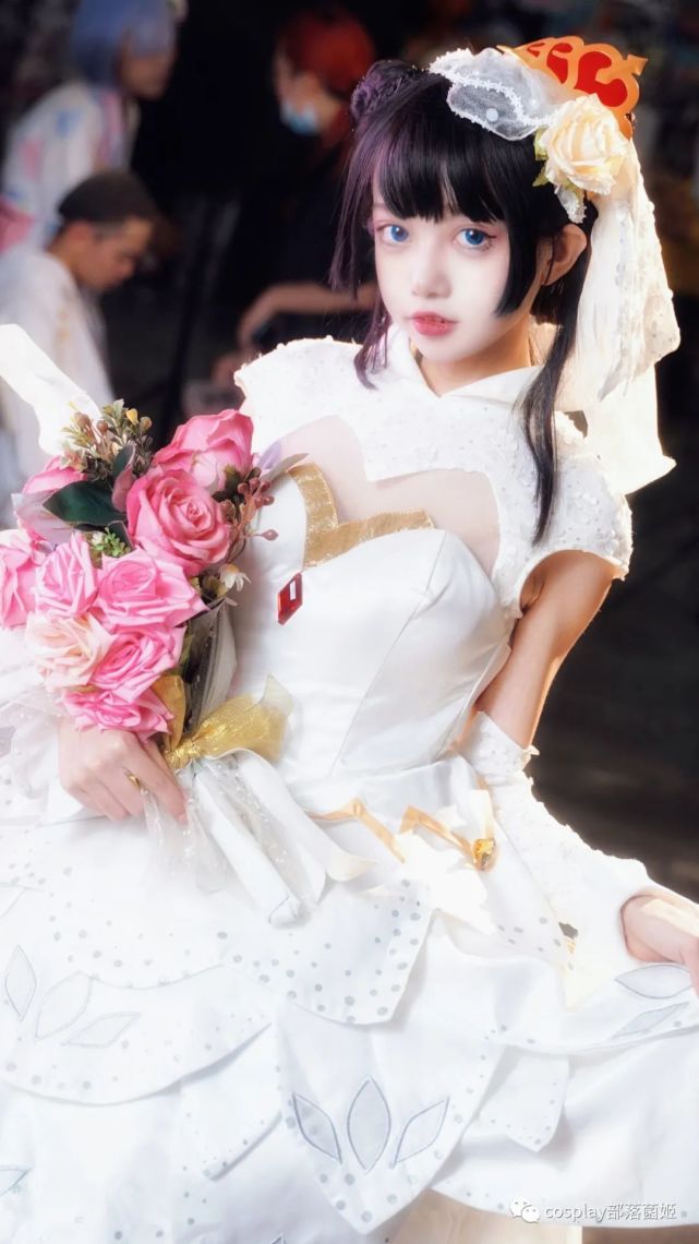 cos:王者荣耀小乔纯白花嫁cos正片@糖糖