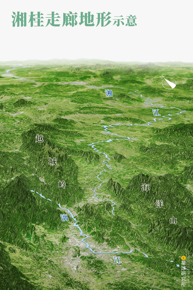 ▼(湘桂走廊地形示意,制图@郑艺/星球研究所)即湘桂走廊湖南及岭南