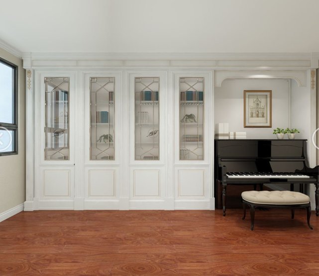 与客餐厅一致风格的书柜,同时兼顾钢琴房此为户型原始结构图,无拆改此