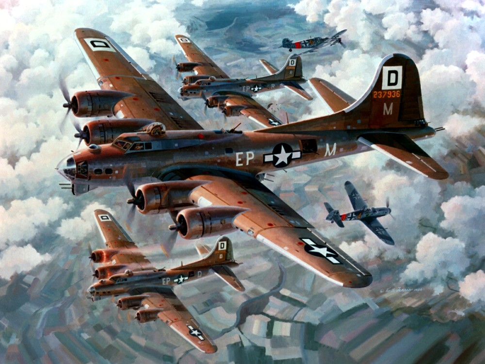 他全速前进并努力保持航向,眼看即将把这架轰炸机撞成碎片时,一排