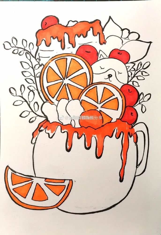 儿童画创意|少儿美术课例分享,线描,马克笔,水彩笔全都有!