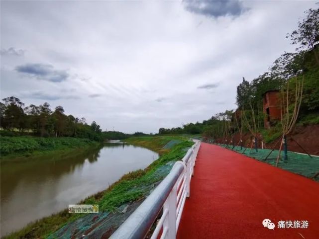 从炭黑所到唐家坝这段绿道是花海对岸的复合绿道,标志着自贡釜溪河