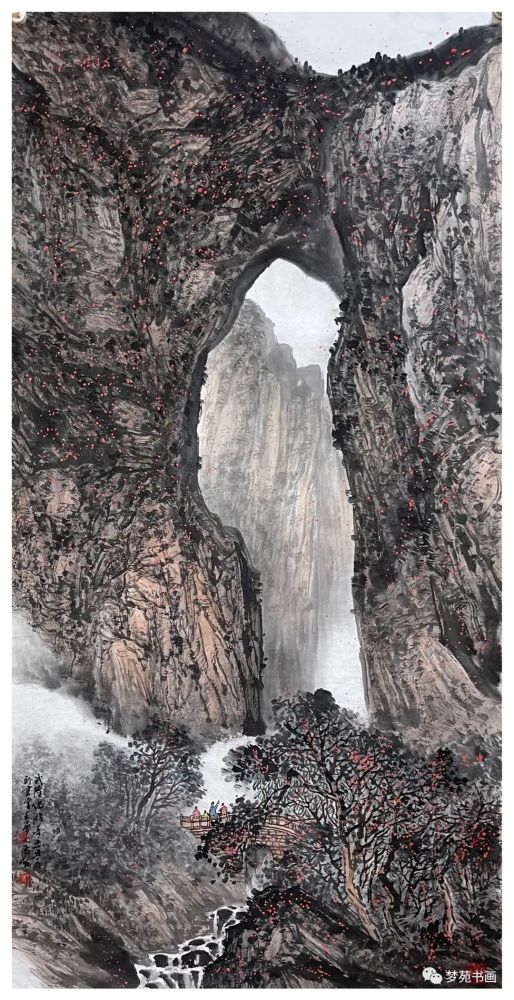 曾德智《武隆天生三硚纪游》138×68cm