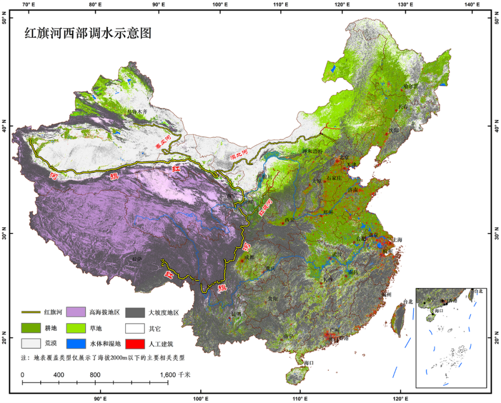 红旗河从雅鲁藏布江"大拐弯"附近开始取水,沿途取易贡藏布和帕隆藏布