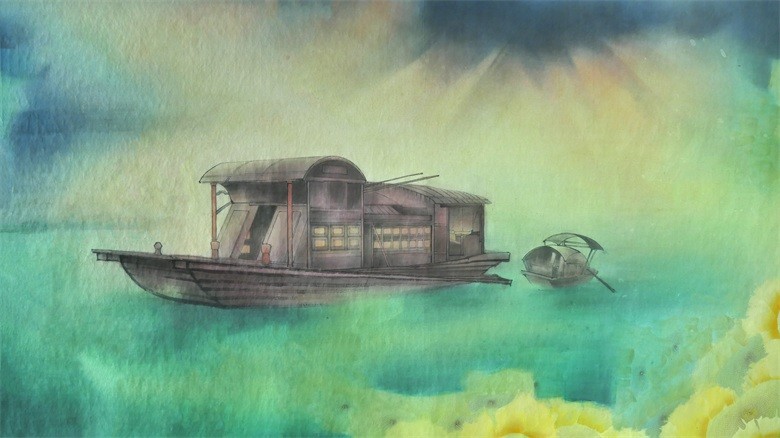 《红船精神》这幅的作品,贾大年在继往的艺术形式中,融进了新的表现