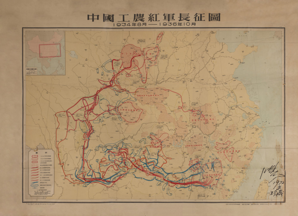 早在学生时期,沈尧伊就被一张《中国工农红军长征图》吸引,地图上深浅