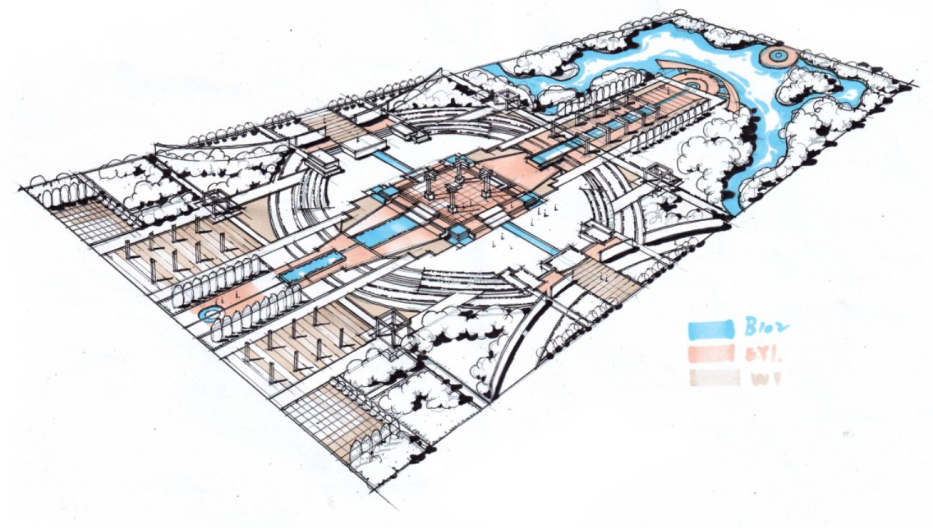 景觀手繪廣場景觀鳥瞰圖繪圖步驟