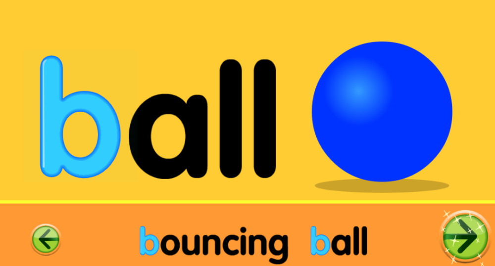 第2页:以一个b开头的单词ball为例,教孩子自然拼读.