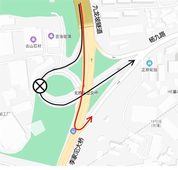 明天起 李家沱大桥北桥头立交交通有变化