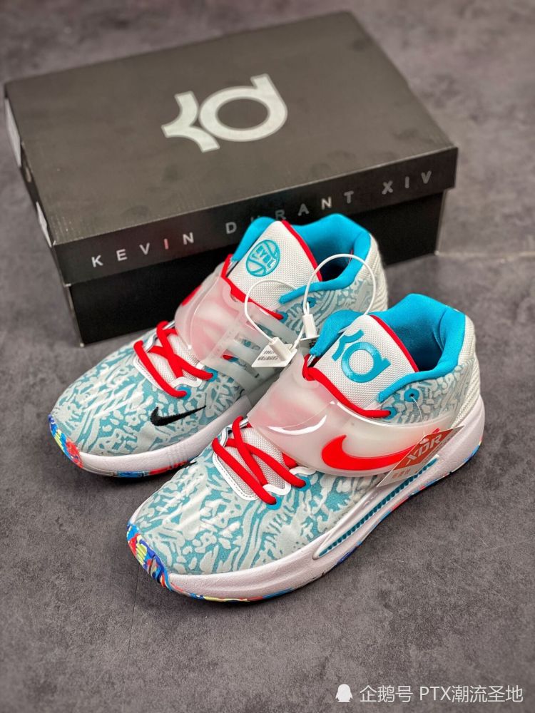 夏天的颜色打球首选装备款kd14白蓝红配色开箱