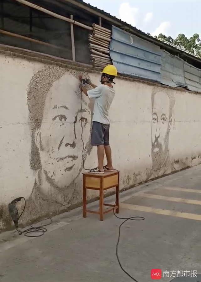 墙绘"觉醒年代":广东河源90后刻画李大钊等革命先烈肖像