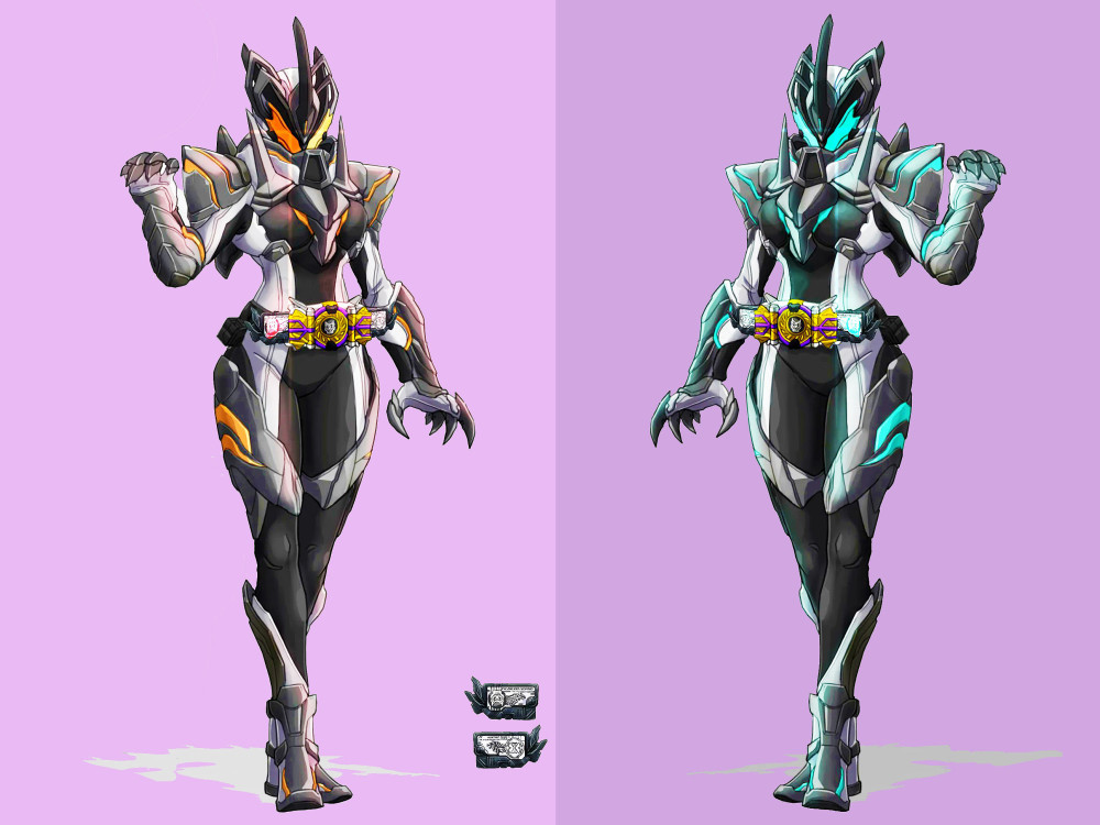 假面骑士粉丝重绘变身形态女武神狮豹合体辉煌圣刃超越原型